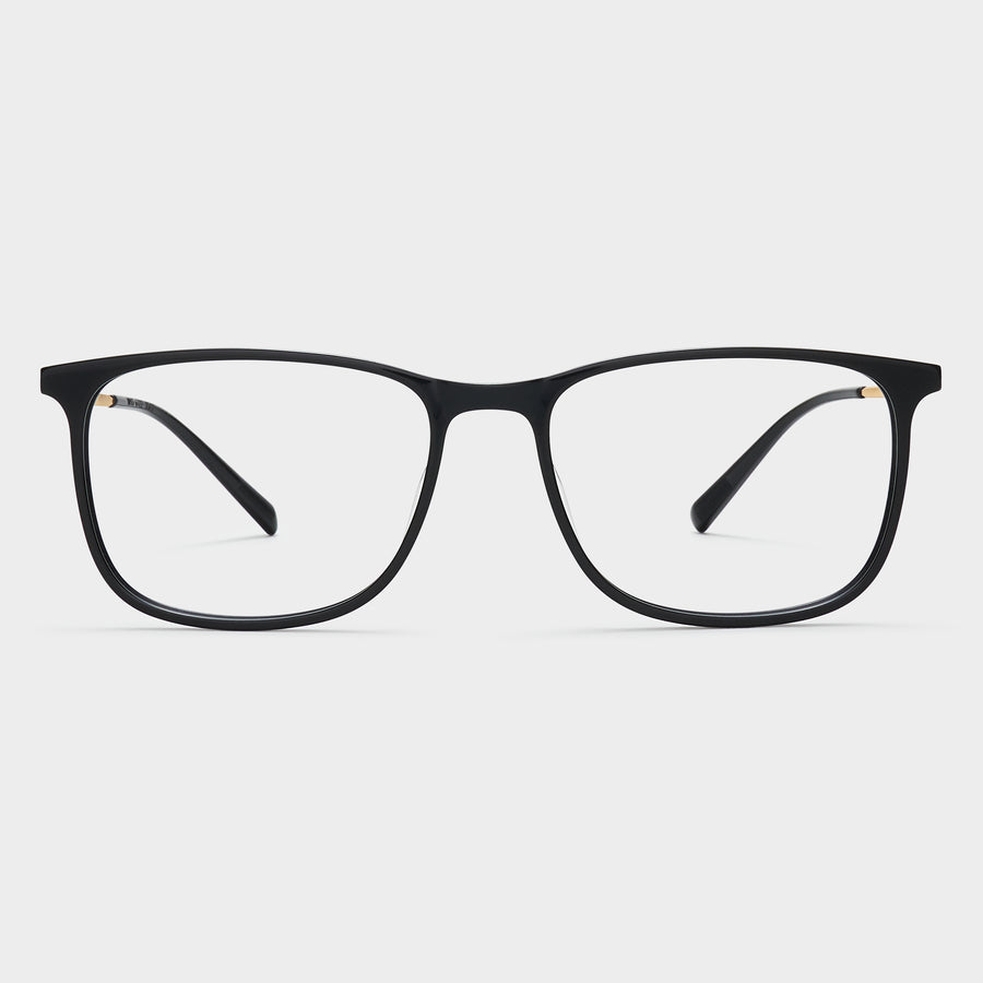 Black with gold temples